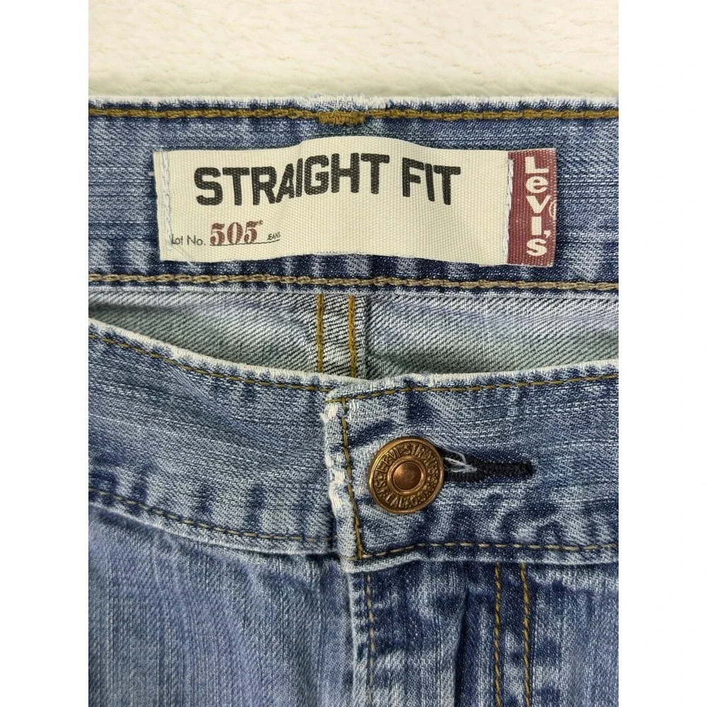 Levis 505 Jeans Mens 36x32 Blue Straight Medium‎ Wash Denim Mid Rise Workwear
